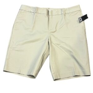 NWT Liz Claiborne Emma Style Khaki Tan Shorts Size 14 Modest Cotton/Spandex